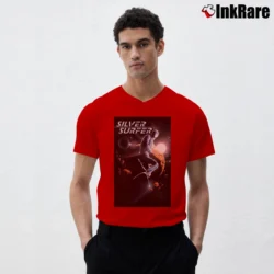 Men’s Silver Surfer Black Comic V-Neck Tee in red | Sharp, Breathable, Everyday Staple