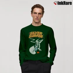 Men’s Silver Surfer Marvel Comics Graphic Long-Sleeve Shirt in forest green | Sleek, Lightweight, Year-Round Wear