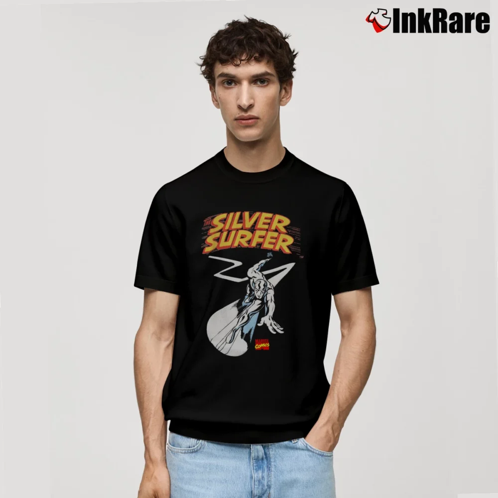 Men’s Silver Surfer Marvel Comics Graphic Classic T-Shirt in black | Soft, Breathable Everyday Wear