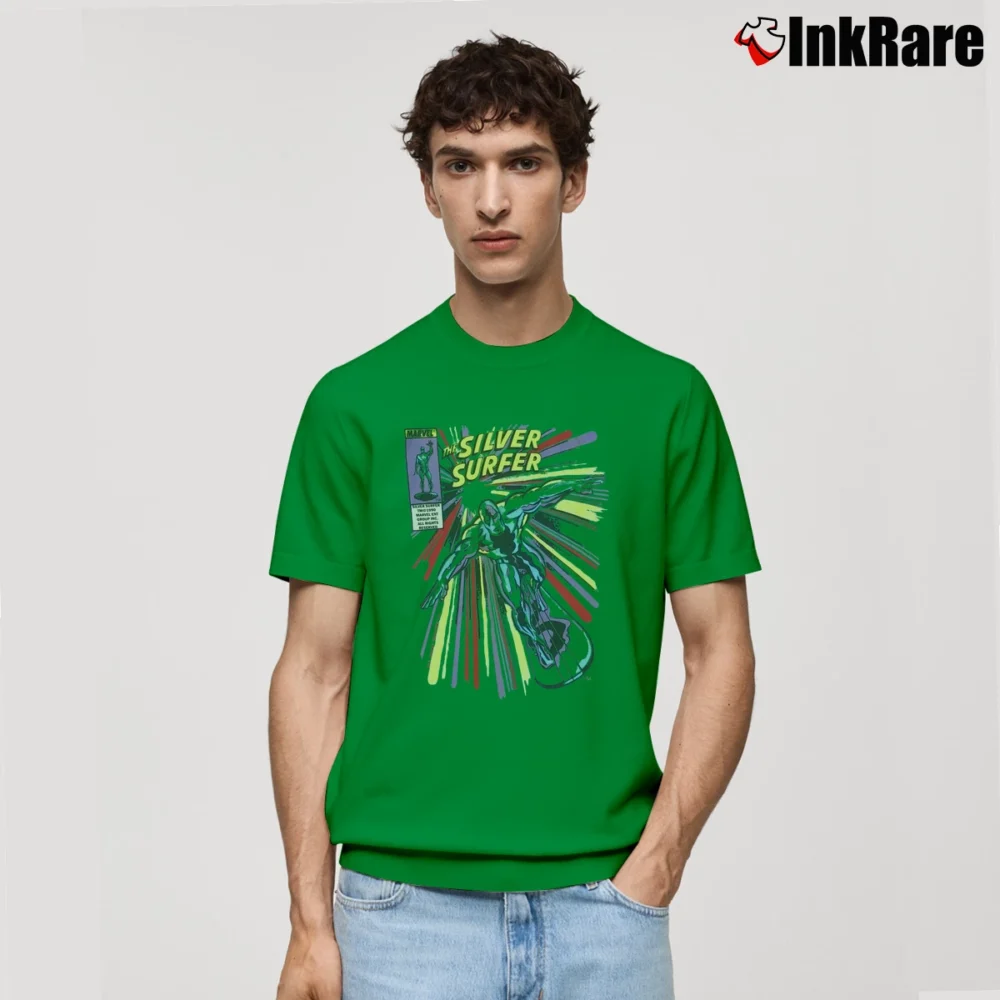 Men’s Silver Surfer Marvel Comics Live Action Movie Classic T-Shirt in irish green | Soft, Breathable Everyday Wear