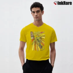 Men’s Silver Surfer Marvel Comics Live Action Movie V-Neck Tee in yellow | Sharp, Breathable, Everyday Staple