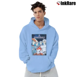 Men’s Silverhawks Retro Cartoon Superhero Pullover Hoodie in light blue | Cozy, Durable, Modern Fit