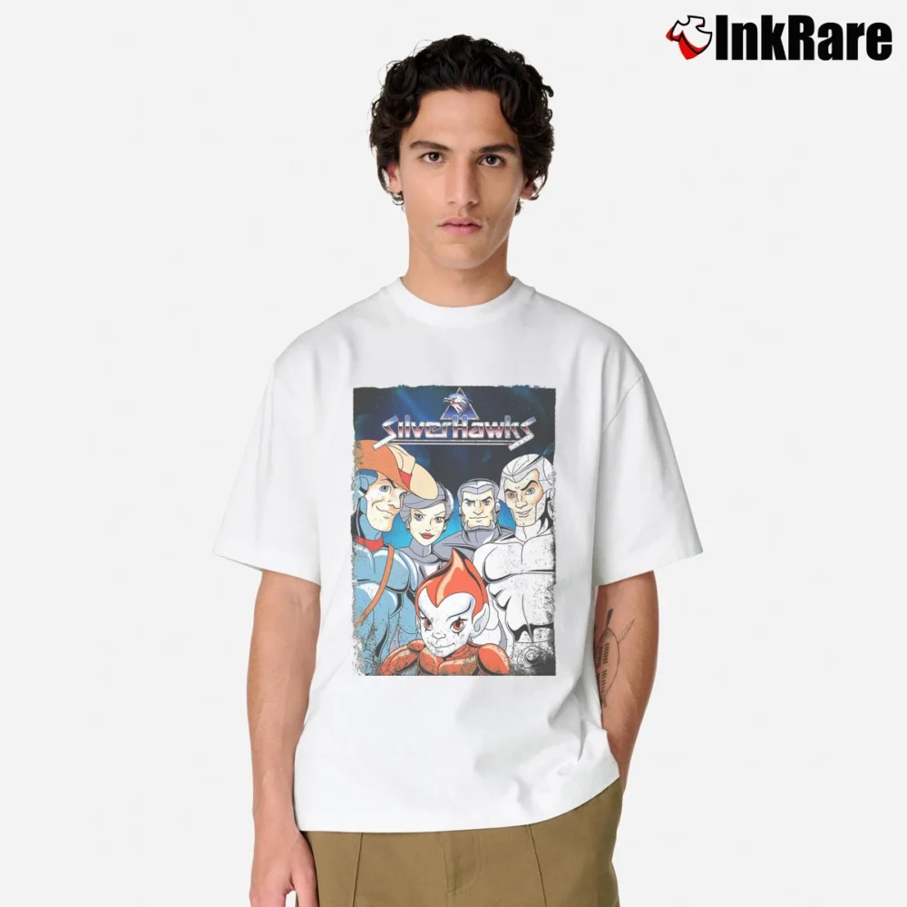 Men’s Silverhawks Retro Cartoon Superhero Classic T-Shirt in white | Soft, Breathable Everyday Wear