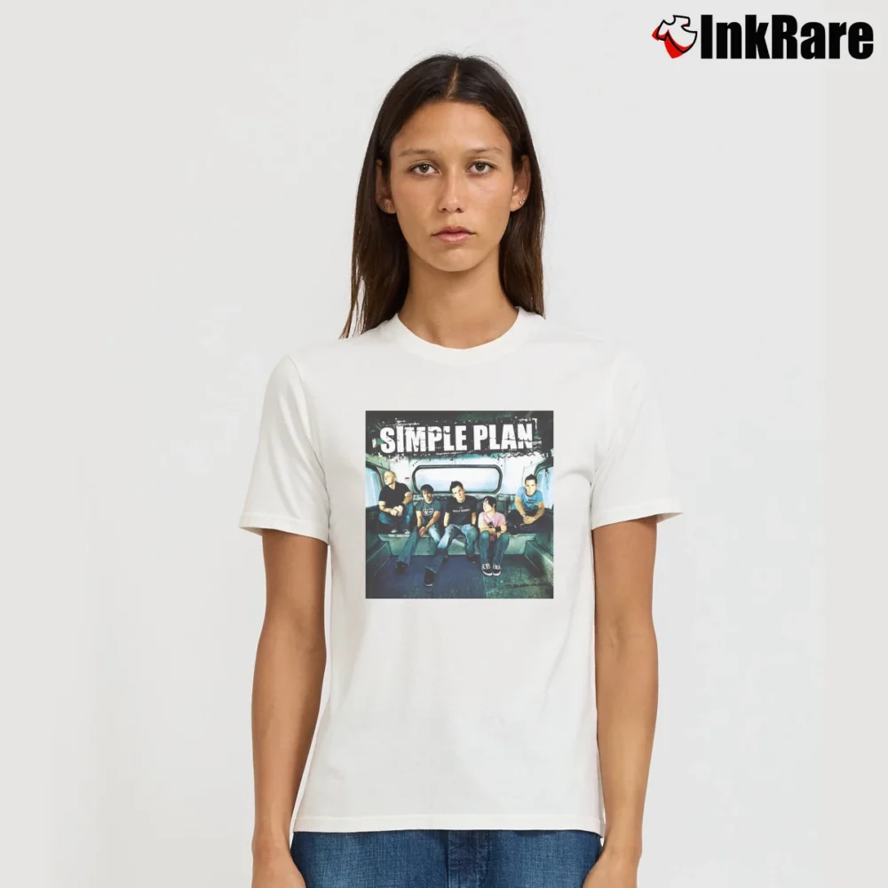 Women’s Simple Plan 2017 Concert Tour Band Signature T-Shirt in white | Soft, Flattering Fit