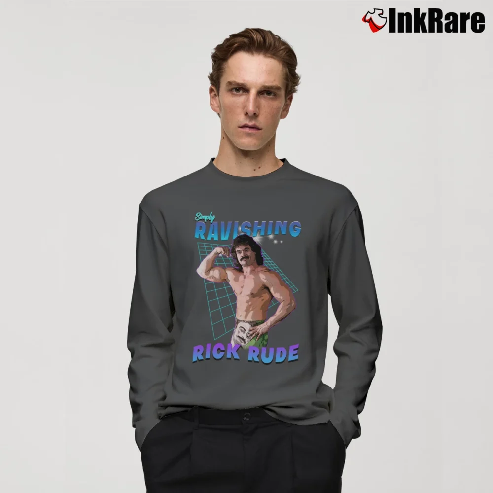 Men’s Simply Ravishing Rick Rude Long-Sleeve Shirt in charcoal | Sleek, Lightweight, Year-Round Wear