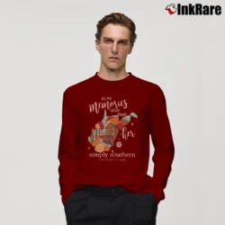 Men’s Simply Southern All My Memories Long-Sleeve Shirt in maroon | Sleek, Lightweight, Year-Round Wear