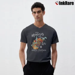 Men’s Simply Southern All My Memories V-Neck Tee in charcoal | Sharp, Breathable, Everyday Staple