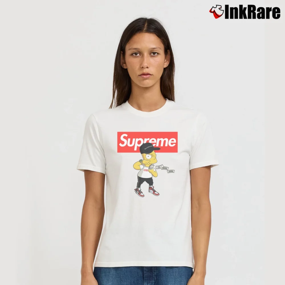 Women’s Simpson Supreme Balenciaga Signature T-Shirt in white | Soft, Flattering Fit