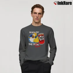 Men’s Simpsons 2003 Man of the Beer Duff Exclusive Long-Sleeve Shirt in charcoal | Sleek, Lightweight, Year-Round Wear