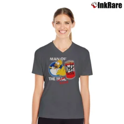 Women’s Simpsons 2003 Man of the Beer Duff Exclusive V-Neck Tee in charcoal | Chic Neckline, Soft Texture