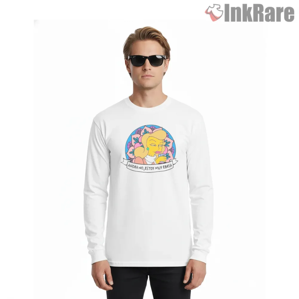 Simpsons Floral Portrait Artistic Cartoon Design Shirt on white long sleeve shirt for men graphic tee