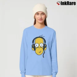Women’s Simpsons Homer Headphones Cool Cartoon Music Long-Sleeve Top in light blue | Sleek, Versatile, All-Season