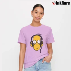 Women’s Simpsons Homer Headphones Cool Cartoon Music Signature T-Shirt in light pink | Soft, Flattering Fit