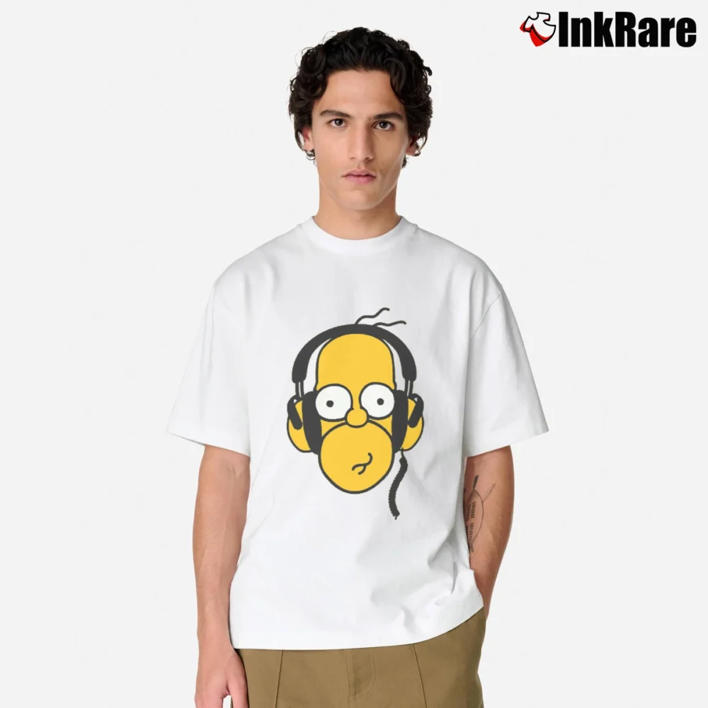 Men’s Simpsons Homer Headphones Cool Cartoon Music Classic T-Shirt in white | Soft, Breathable Everyday Wear