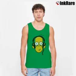 Men’s Simpsons Homer Headphones Cool Cartoon Music Tank Top in irish green | Breathable, Active-Friendly Design