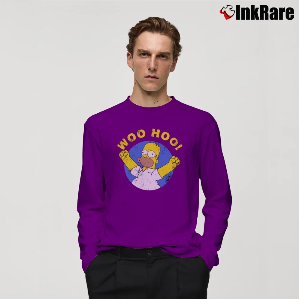 Men’s Simpsons Homer Woo Hoo Long-Sleeve Shirt in purple | Sleek, Lightweight, Year-Round Wear