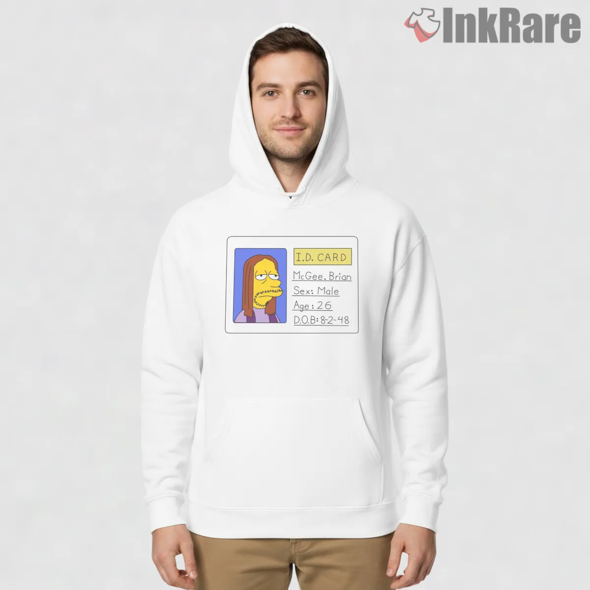 Simpsons Id Card When I Was 17 Character Joke Shirt on white hoodie for men graphic tee
