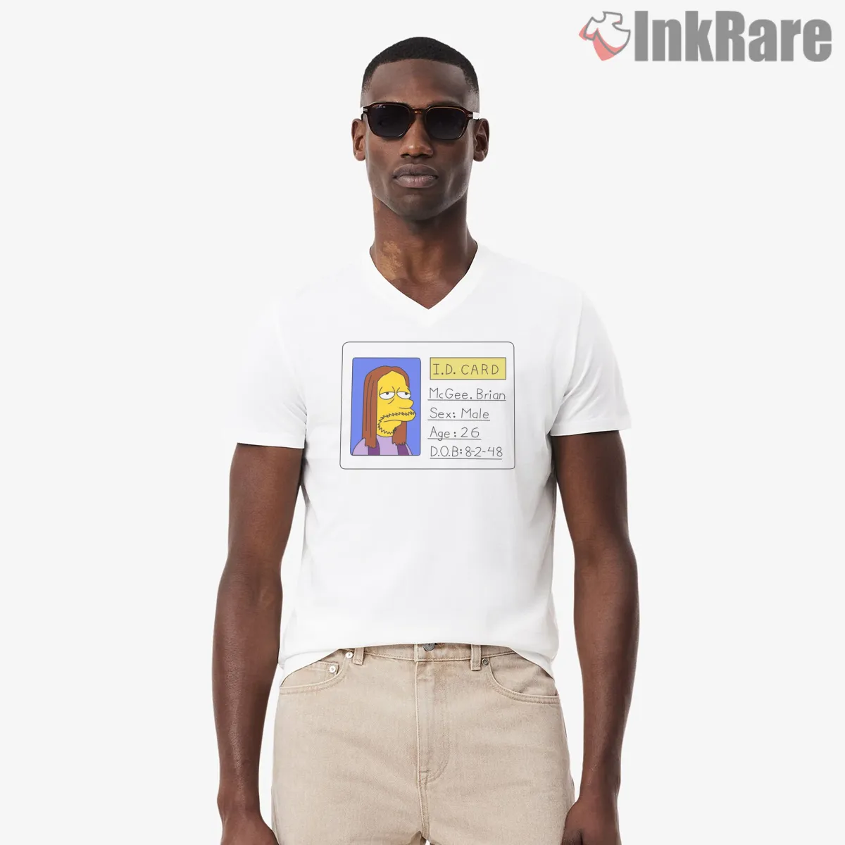 Simpsons Id Card When I Was 17 Character Joke V Neck White Simpsons Id Card When I Was 17 Character Joke Shirt on white v-neck shirt for men graphic tee