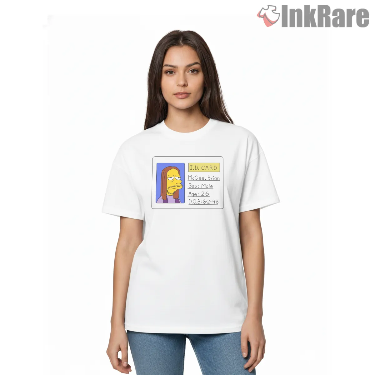 Simpsons Id Card When I Was 17 Character Joke Short Sleeve White Simpsons Id Card When I Was 17 Character Joke Shirt on white short sleeve shirt for women graphic tee