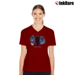 Women’s Simpsons S M Black Ghost Bart Simpson Homer Simpson Sixth Sense I See Numb People Cartoon V-Neck Tee in maroon | Chic Neckline, Soft Texture