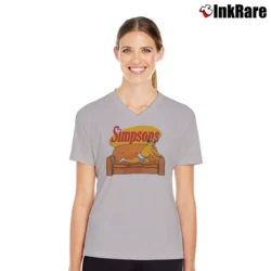 Women’s Simpsons Seinfeld V-Neck Tee in sport grey | Chic Neckline, Soft Texture