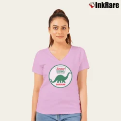 Women’s Sinclair Dino Classic Logo V-Neck Tee in light pink | Chic Neckline, Soft Texture