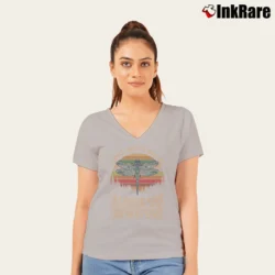 Women’s Sing Me A Song Of A Lass Dragonfly V-Neck Tee in sport grey | Chic Neckline, Soft Texture