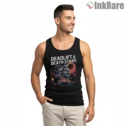 Sith Lift Legacy Dark Side Gym Shirt on black tank top for men graphic tee
