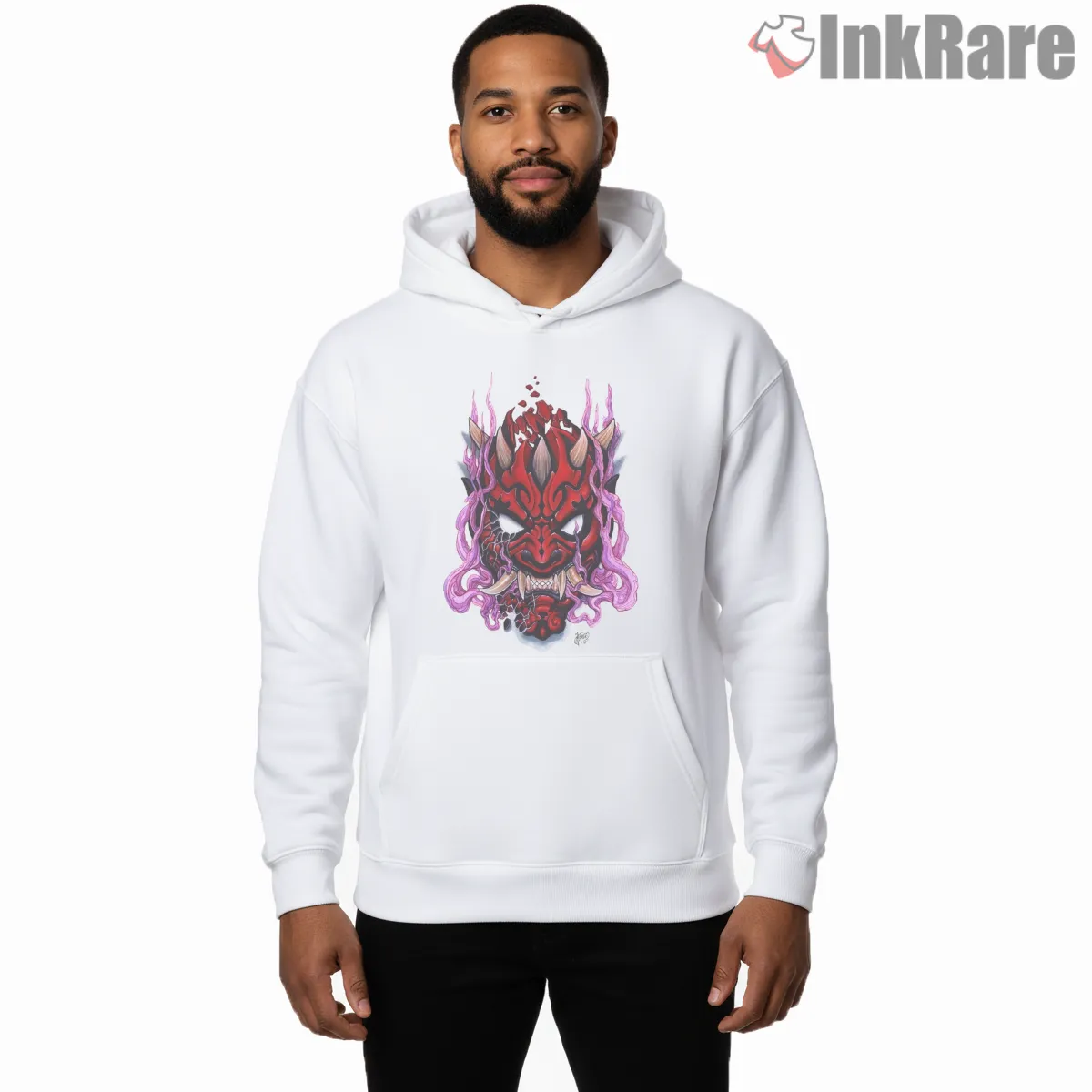 Sith Rage Fiery Mask Illustration Shirt on white hoodie for men graphic tee