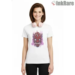 Sith Rage Fiery Mask Illustration Shirt on white short sleeve shirt for women graphic tee