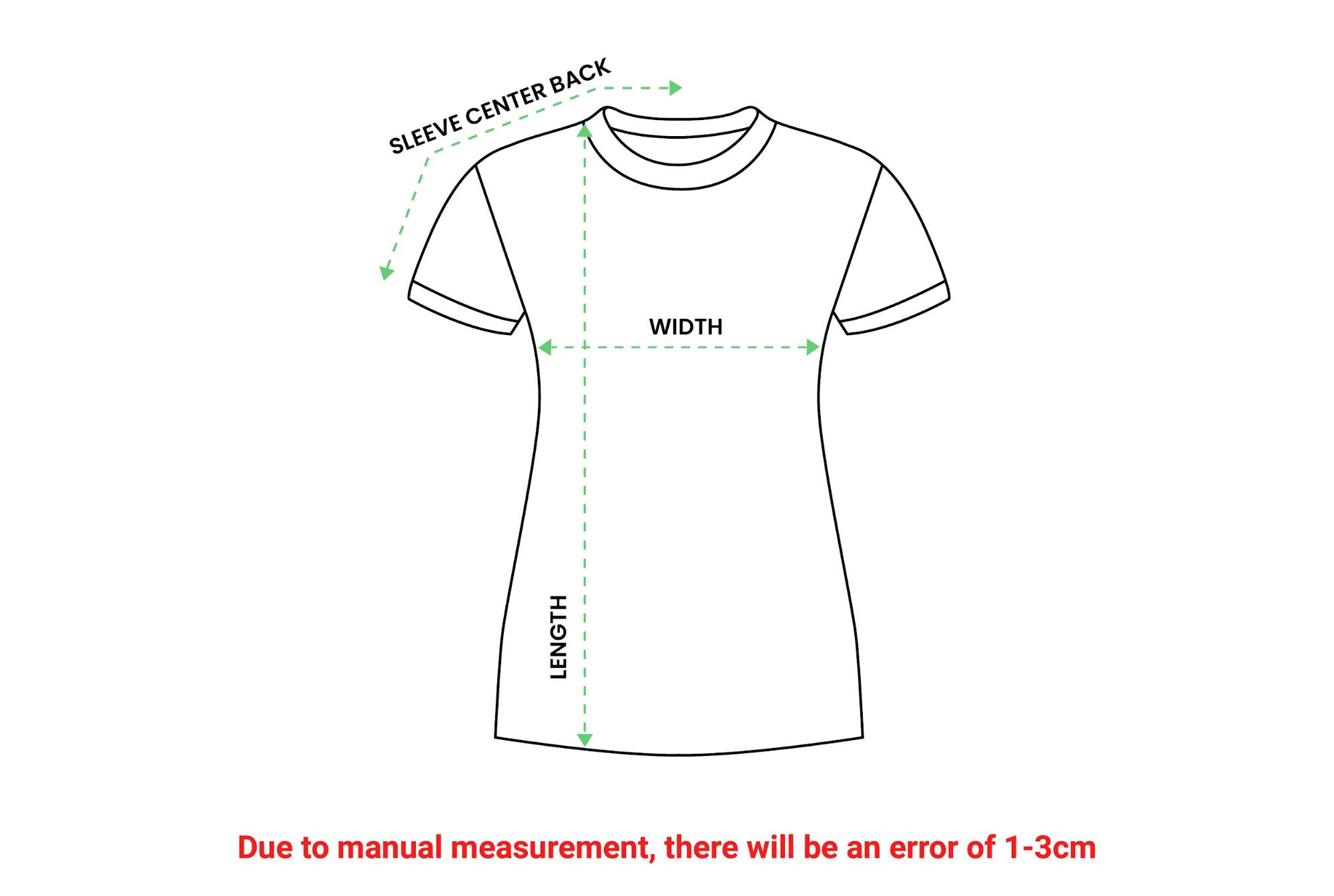 Women tee size chart image