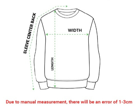 Unisex sweater size chart image