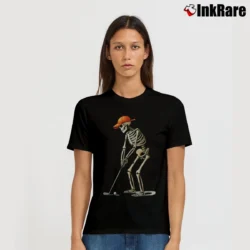 Women’s Skeleton Golf Halloween Golfer Funny T-Shirt in black | Soft, Flattering Fit