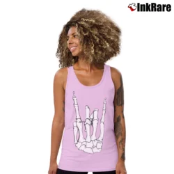 Women’s Skeleton Hand Rock On Tank Top in light pink | Lightweight, Movement-Friendly