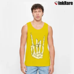 Men’s Skeleton Hand Rock On Tank Top in yellow | Breathable, Active-Friendly Design