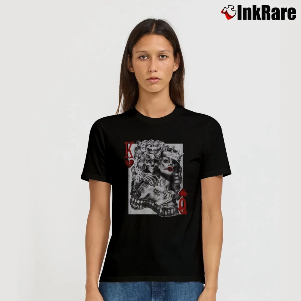 Women’s Skeleton King & Queen Of Hearts Signature T-Shirt in black | Soft, Flattering Fit