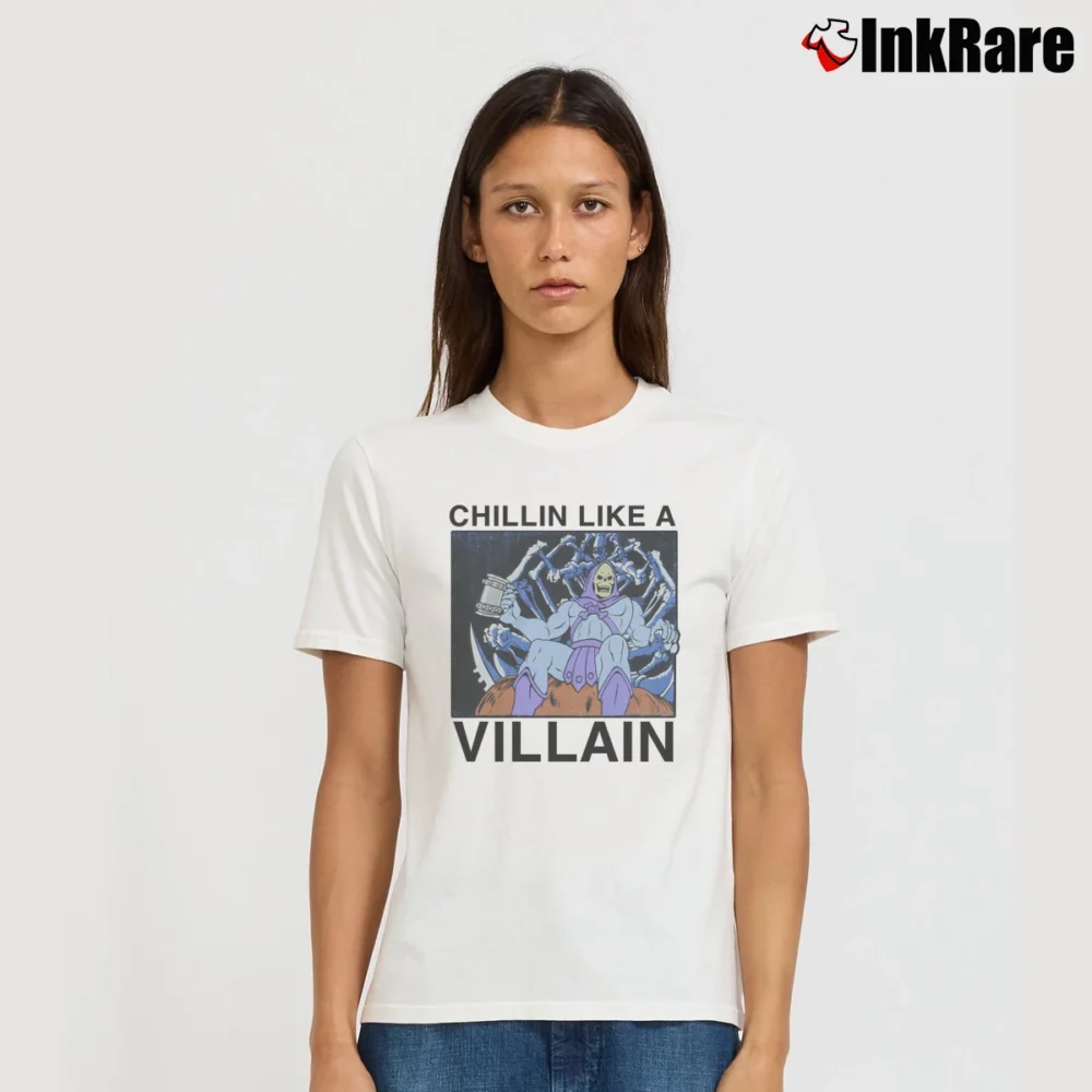 Women’s Skeletor Chillin Like A Villain Funny Signature T-Shirt in white | Soft, Flattering Fit