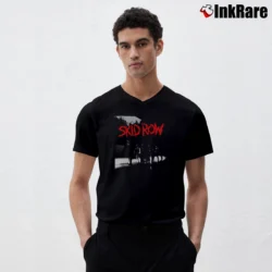 Men’s Skid Row 80s Makin A Mess Of Japan Tour Vintage Rock Band V-Neck Tee in black | Sharp, Breathable, Everyday Staple
