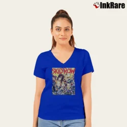 Women’s Skid Row B Side Ourselves Album Cover V-Neck Tee in royal blue | Chic Neckline, Soft Texture