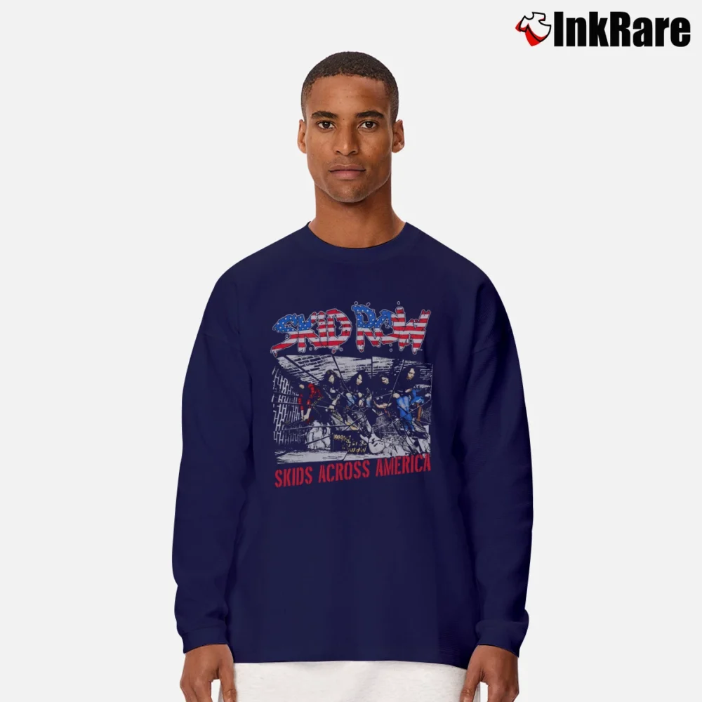 Men’s Skid Row Concert Skids Across America 1989 Long-Sleeve Shirt in navy | Sleek, Lightweight, Year-Round Wear