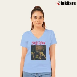 Women’s Skid Row Slave To The Grind V-Neck Tee in light blue | Chic Neckline, Soft Texture