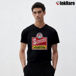 Men’s Skinners Old Fashioned Steamed Hams Simpsons V-Neck Tee in black | Sharp, Breathable, Everyday Staple