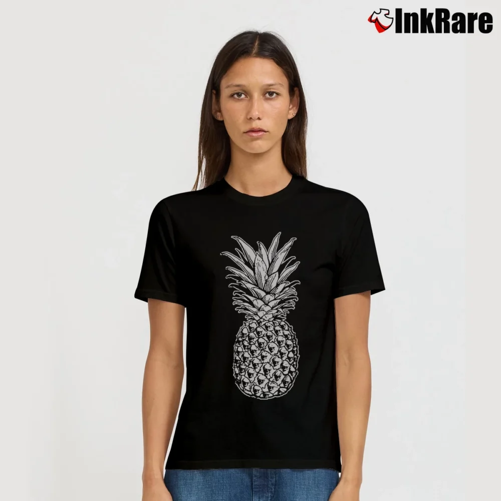Women’s Skull Pineapple Retro Style Hipster Signature T-Shirt in black | Soft, Flattering Fit