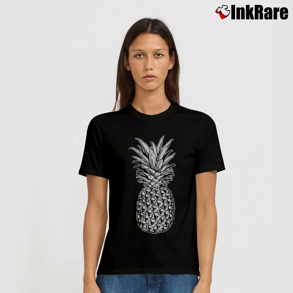 Skull Pineapple Retro Style Hipster Women’s Signature Tee in black – Effortless Style Women’s Skull Pineapple Retro Style Hipster Signature T-Shirt in black | Soft, Flattering Fit