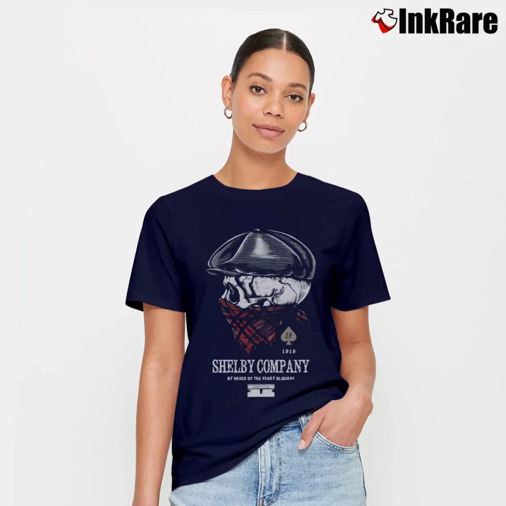 Women’s Skull Shelby Company By Order Of The Peaky Blinders Signature T-Shirt in navy | Soft, Flattering Fit
