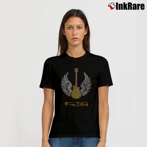 Skynyrd Rock Roll Freebird Lyric Women’s Tee in black – Effortless Style Women’s Skynyrd Rock Roll Freebird Lyric T-Shirt in black | Soft, Flattering Fit