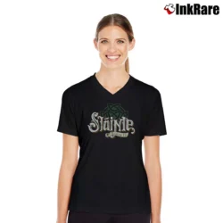 Women’s Slainte Irish Drinking Graphic V-Neck Tee in black | Chic Neckline, Soft Texture