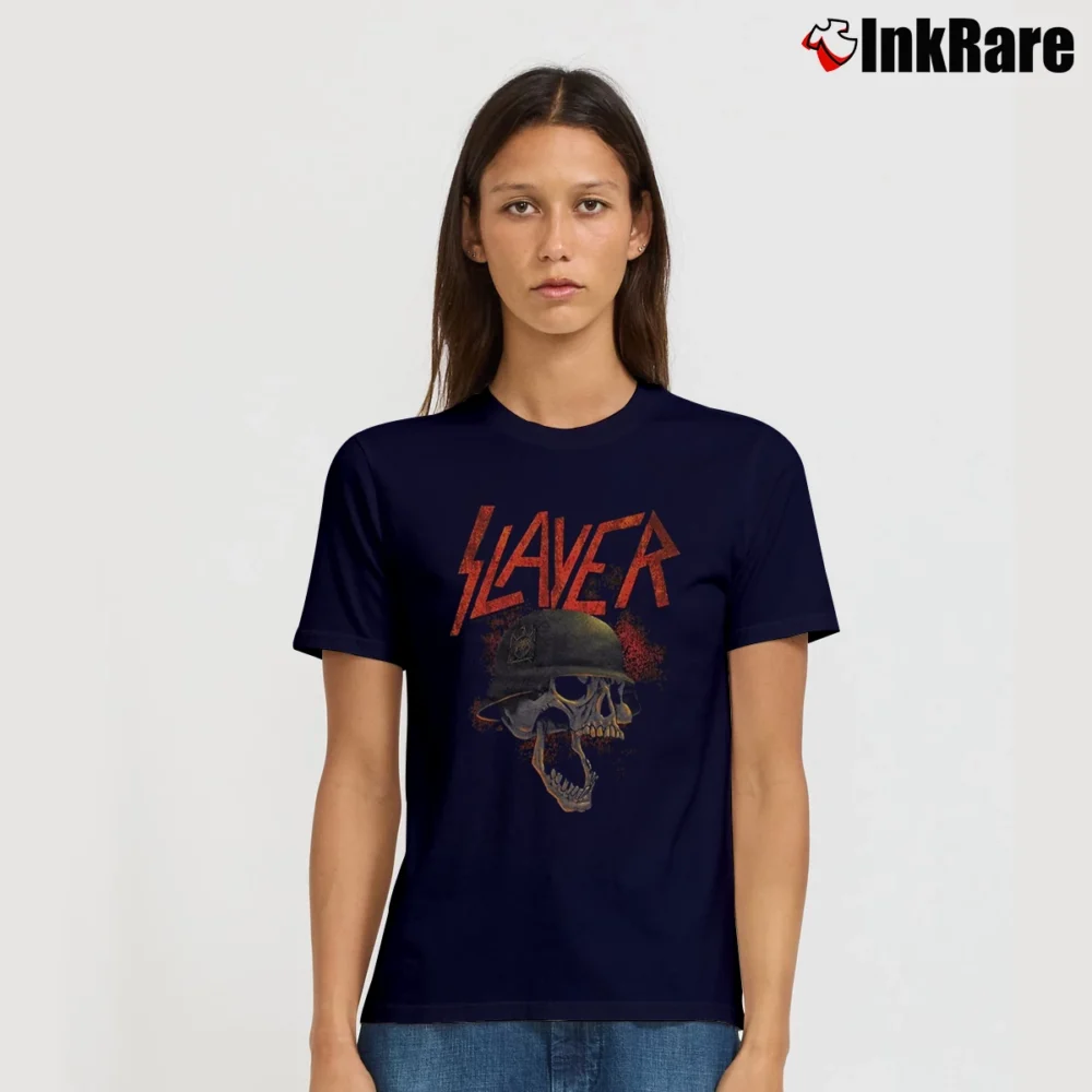 Women’s Slayer Helmet Band Signature T-Shirt in navy | Soft, Flattering Fit
