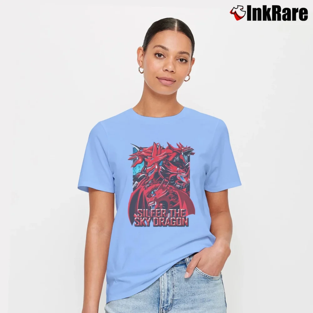 Women’s Slifer The Sky Dragon Yugioh Egyptian Gods Signature T-Shirt in light blue | Soft, Flattering Fit