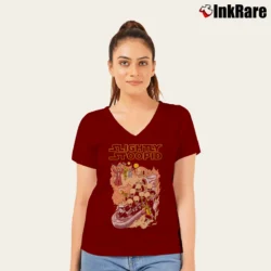 Women’s Slightly Stoopid Tour 2013 Cantina Band Star Wars V-Neck Tee in maroon | Chic Neckline, Soft Texture